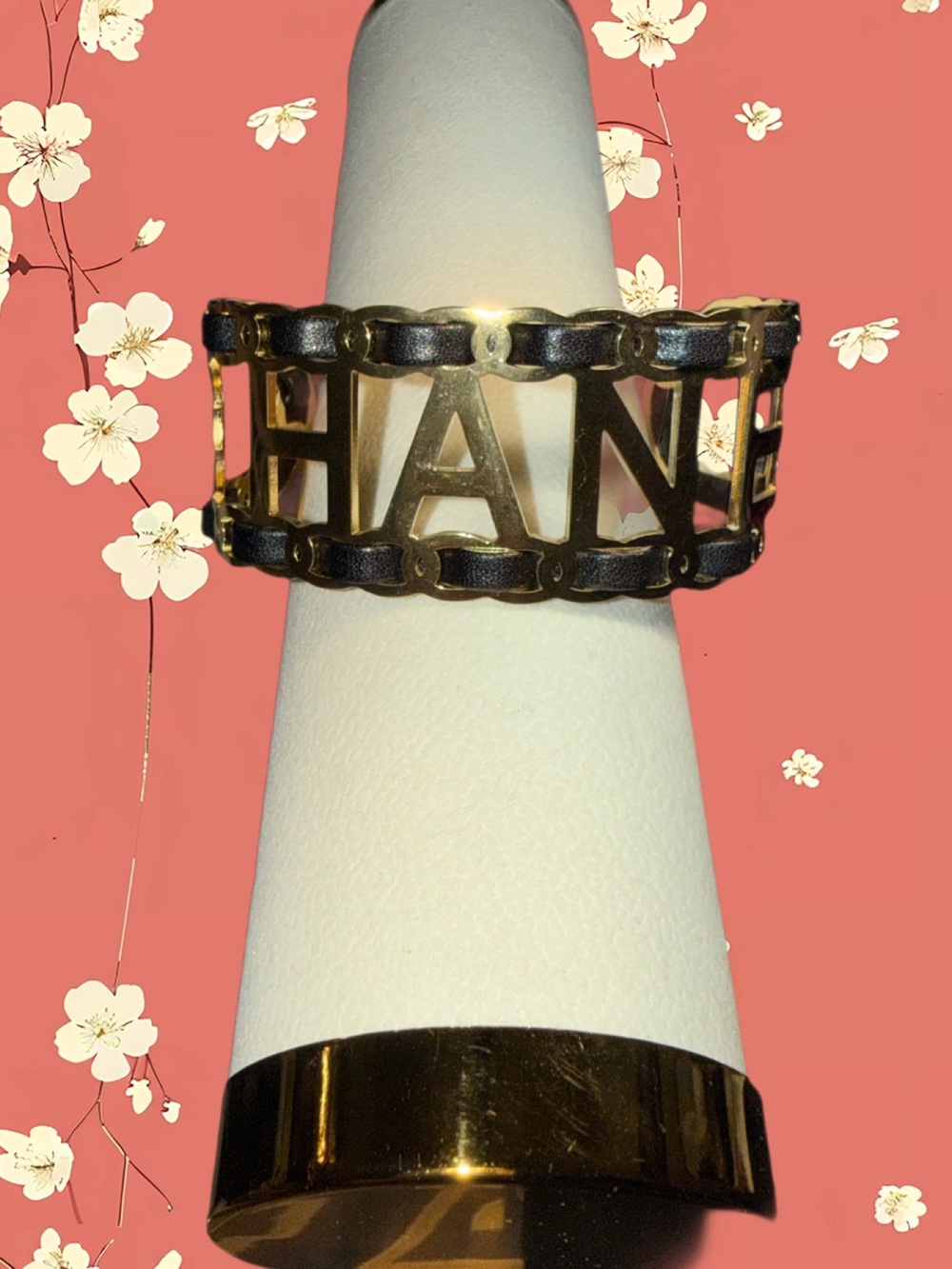 Designed Gold tone Bracelet trimmed with leather lightweight wear comfortable!